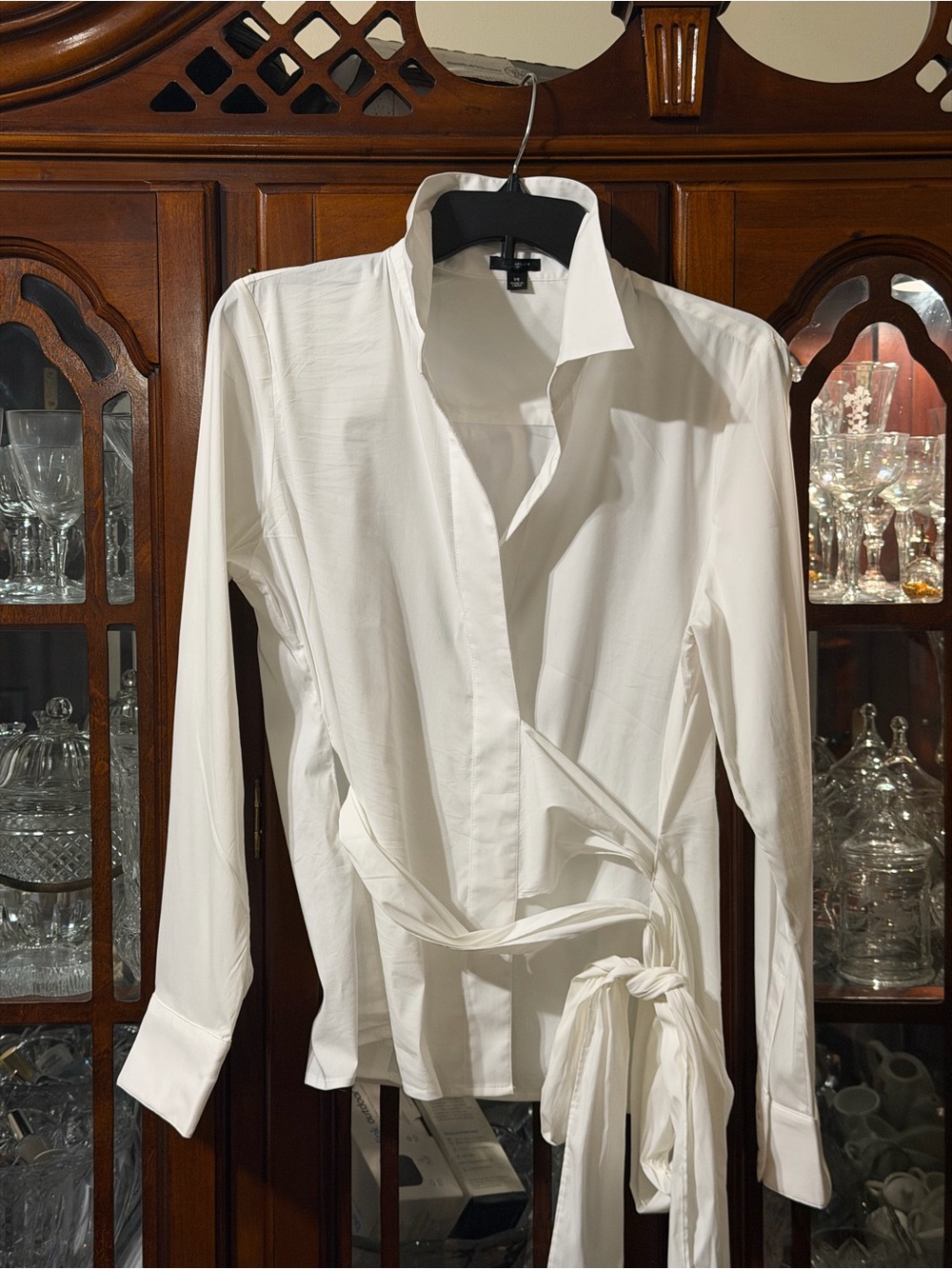 Ann Taylor Women’s White Wrap Tie Shirt Blouse